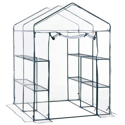 56" x 56" x 77" Walk-in Plant Greenhouse Portable Garden Flower Seed Warm House 8 Shelves Outdoor Plant Growth Hot House PVC Cover Transparent - Gallery Canada
