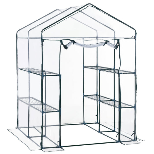 56" x 56" x 77" Walk-in Plant Greenhouse Portable Garden Flower Seed Warm House 8 Shelves Outdoor Plant Growth Hot House PVC Cover Transparent Walk In Greenhouses Transparent  at Gallery Canada