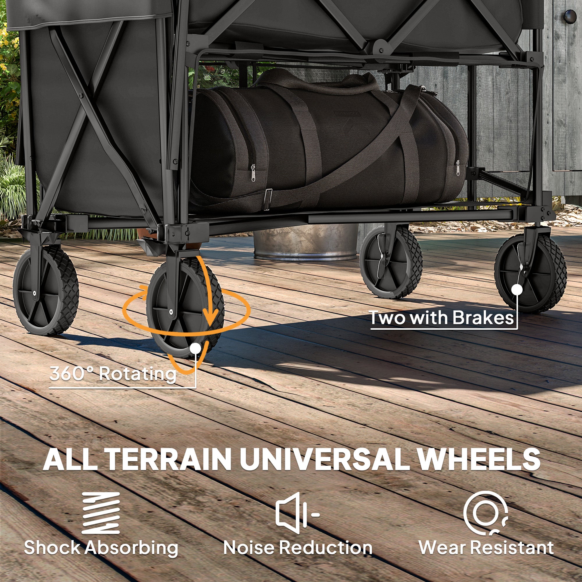 Double Decker Folding Wagon Cart, 450LBS &; 350L Capacity Collapsible Garden Cart for Camping Sports Shopping and Beach Folding Garden Carts at Gallery Canada