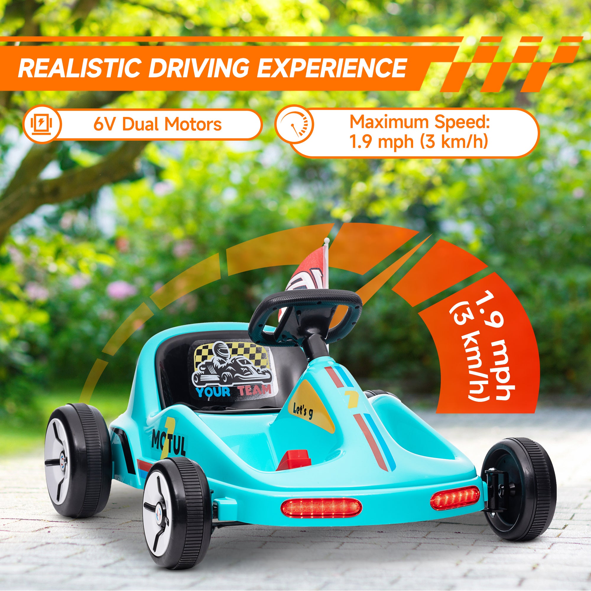 6V Electric Go Kart for Aged 3-5 Kids with Music, Light, Horn, Blue Pedal Go Karts for Kids at Gallery Canada