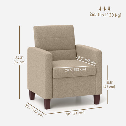 Fabric Accent Chair, Modern Armchair with Seat Cushion and Non-Slip Pads for Living Room, Bedroom, Light Brown Accent Chairs at Gallery Canada