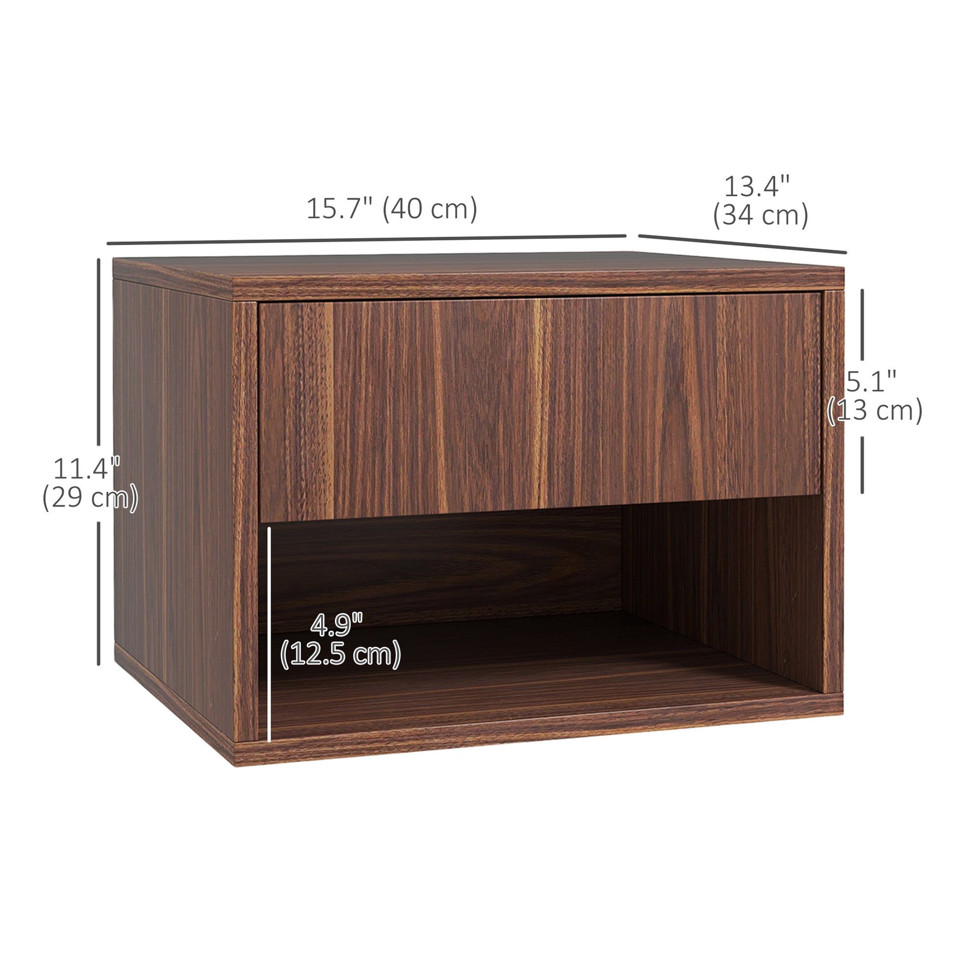 Floating Nightstand Set of 2, Wall Mounted Bedside Table with Drawer for Bedroom, Brown Bedside Tables   at Gallery Canada