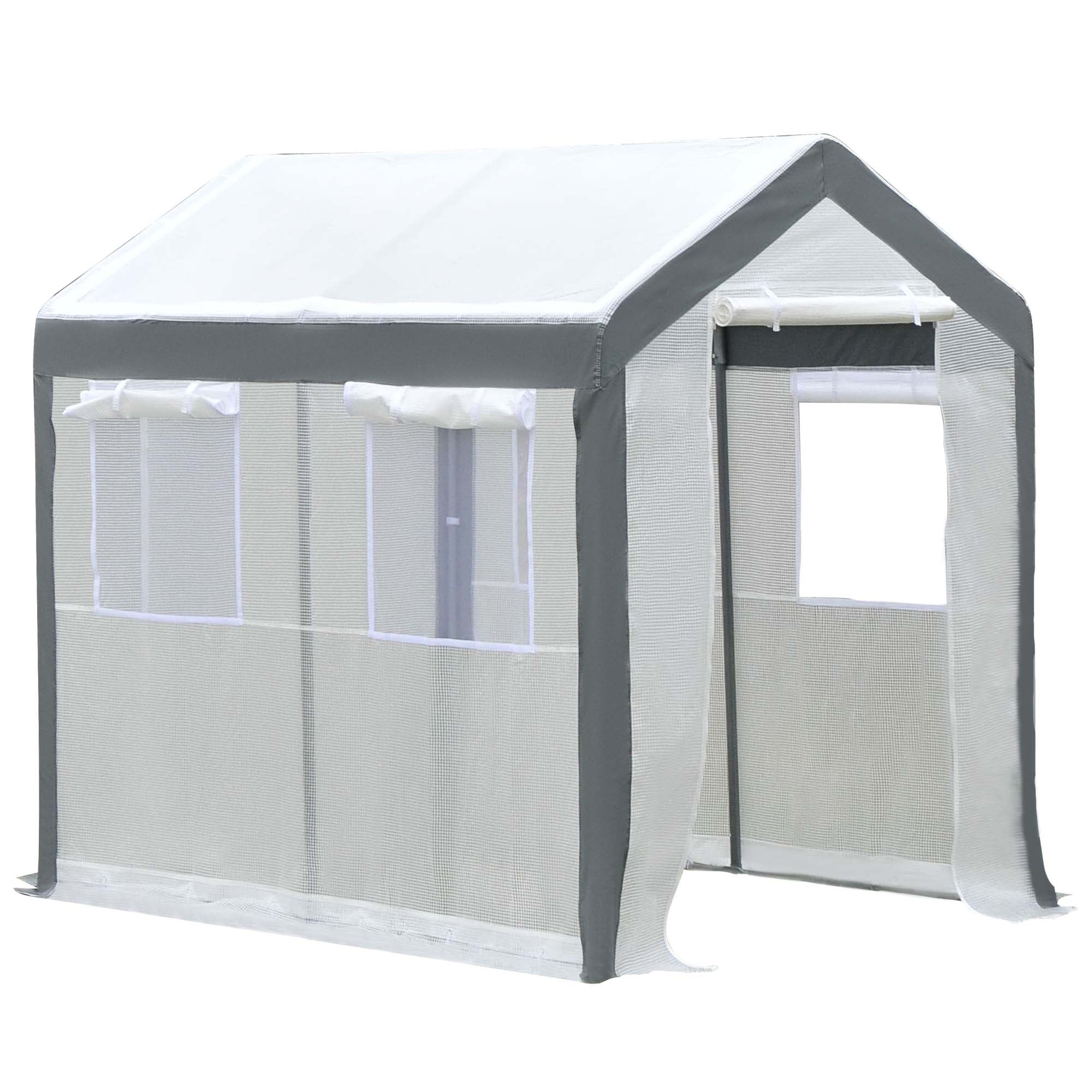 8' x 6' x 7.5' Heavy-duty Walk-in Greenhouse Outdoor Vegetable Plants Growing Warm House Seed Plant Growth Tent Polytunnel Shelter White Walk In Greenhouses Multi Colour  at Gallery Canada