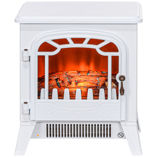 Freestanding Electric Fireplace Stove Heater with Overheat Protection and Realistic Flame Effect, 750W/1500W, White Electric Fireplaces   at Gallery Canada