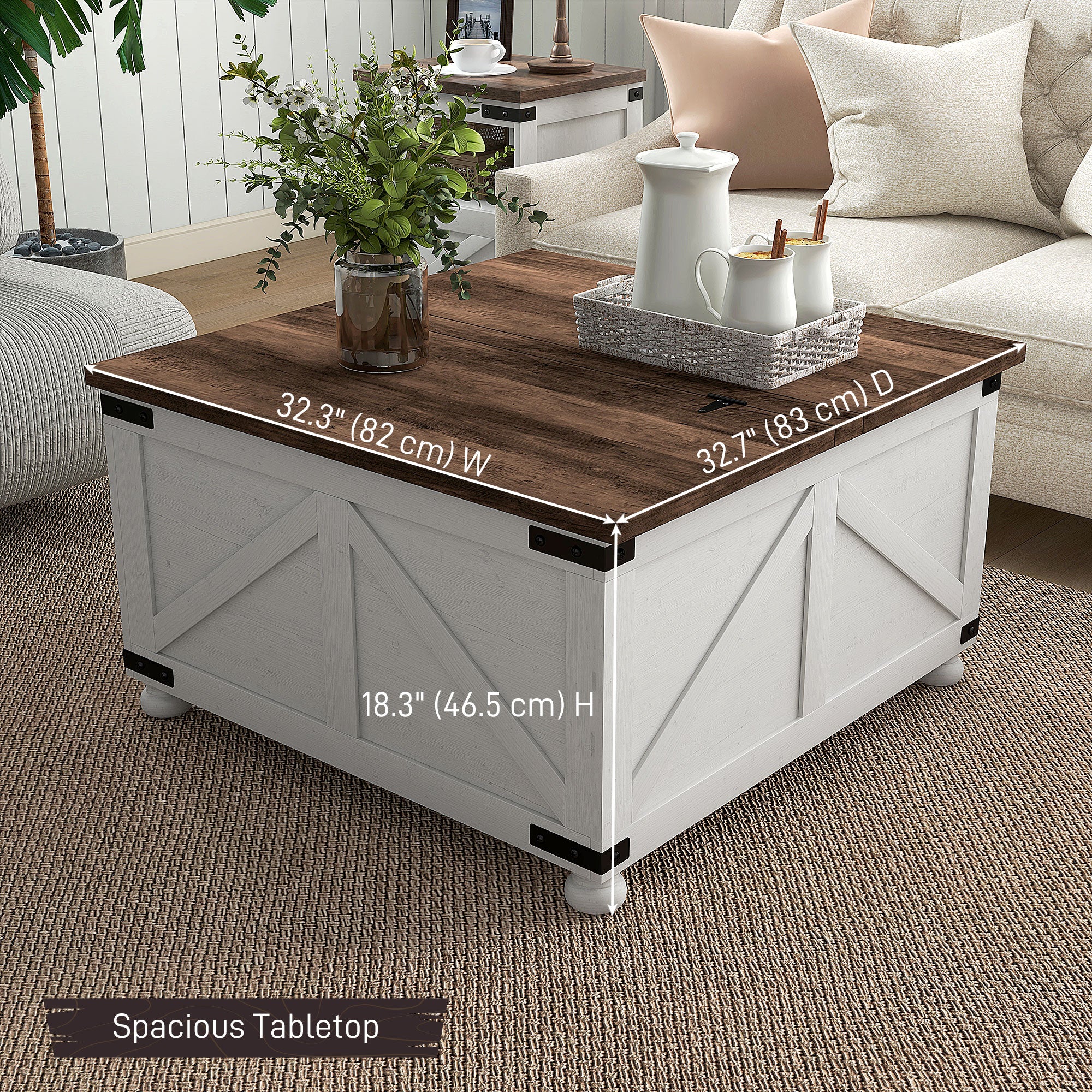 Coffee Table with Lift Top and Flip-top Lids, 32