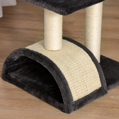 28" Cat Tree with Scratching Post, Pad, Toy Ball for Indoor Cats, Grey Cat Towers   at Gallery Canada