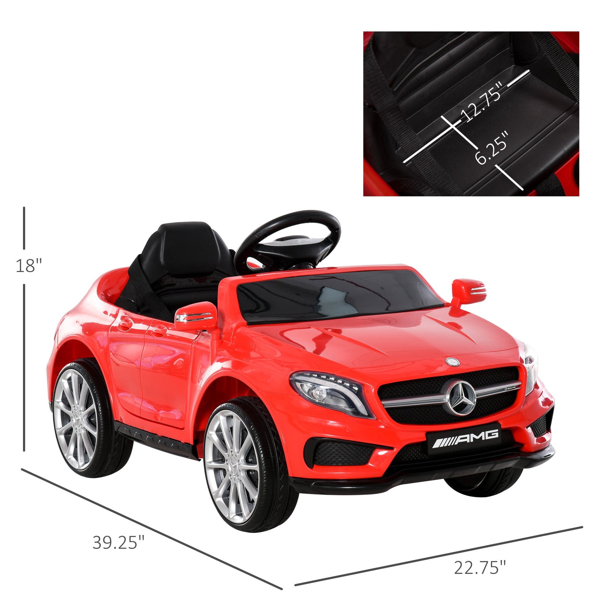 6V Kids Licensed Ride On Car Toy Battery Powered High/Low Speed with Headlight Music and Remote Control Red Electric Toy Cars   at Gallery Canada