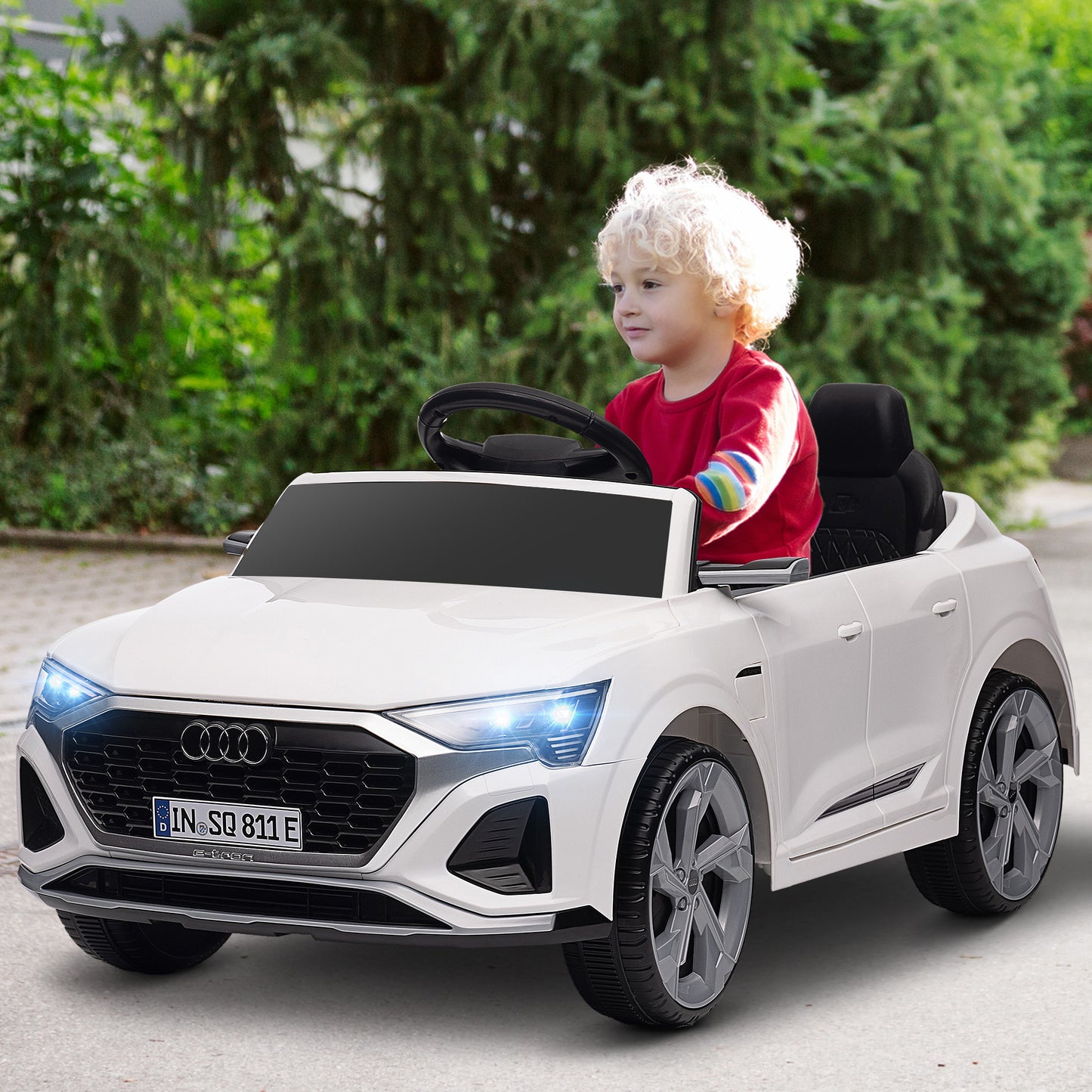 12V Battery Powered Kids Electric Car, Audi Q8 etron Sportback Licensed Ride on Car w/ Remote Control, White Electric Toy Cars   at Gallery Canada