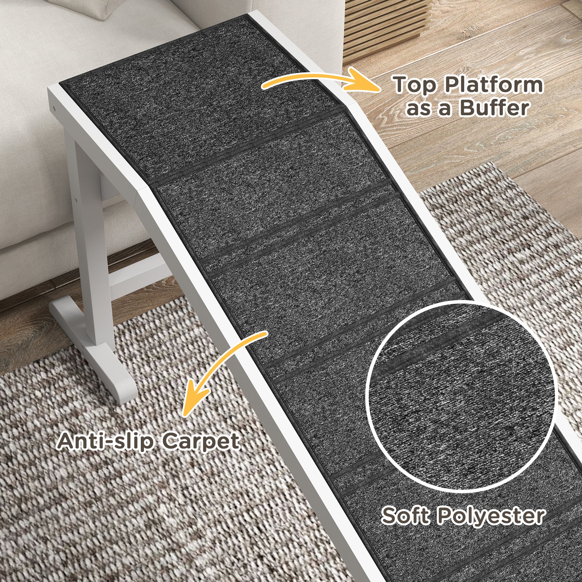 Pet Ramp, Dog Bed Steps with Non-slip Carpet, Top Platform, 74