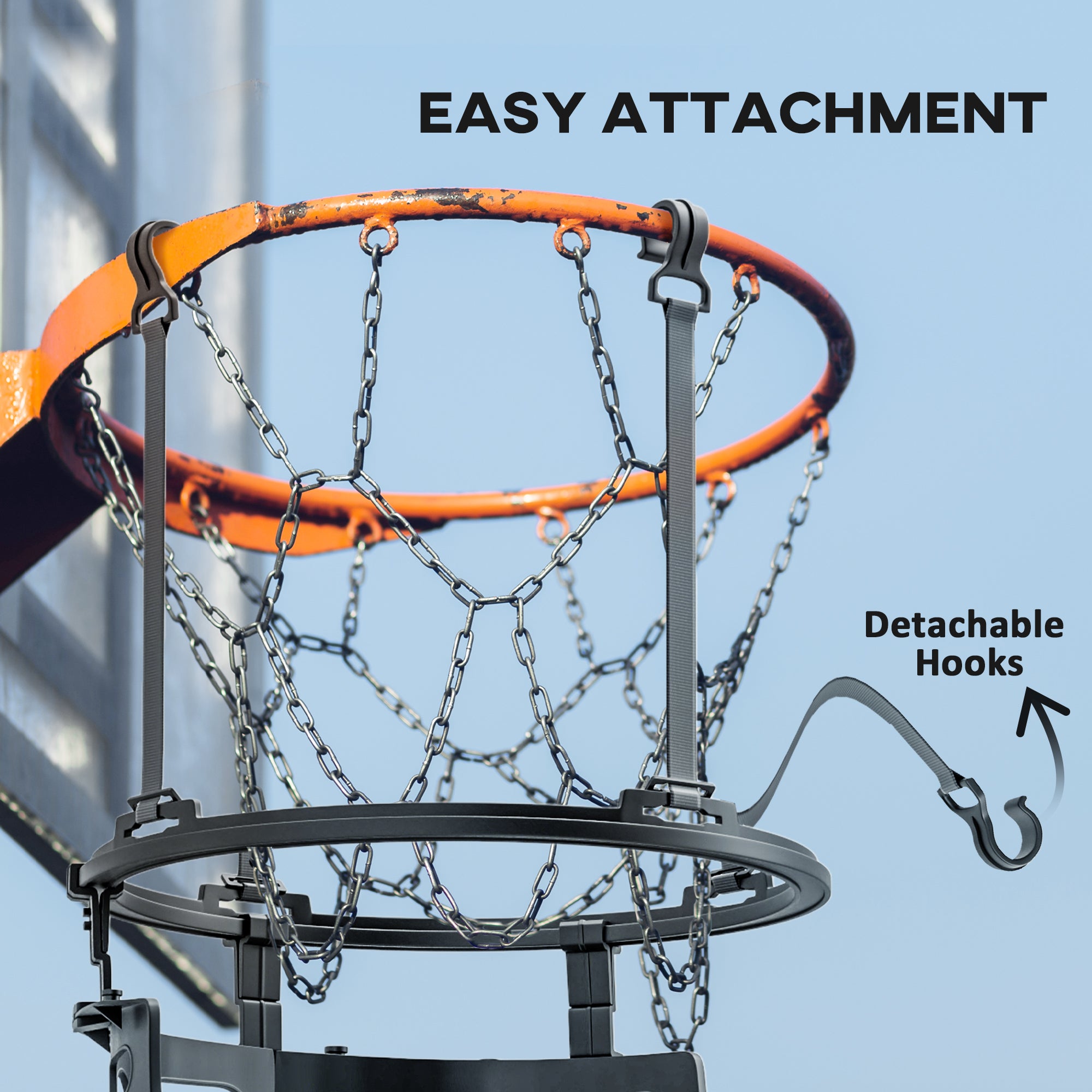 Basketball Hoop Ball Returner, Height Adjustable Basketball Rebounder with 360° Rotatable Return Chute, Black Basketball at Gallery Canada