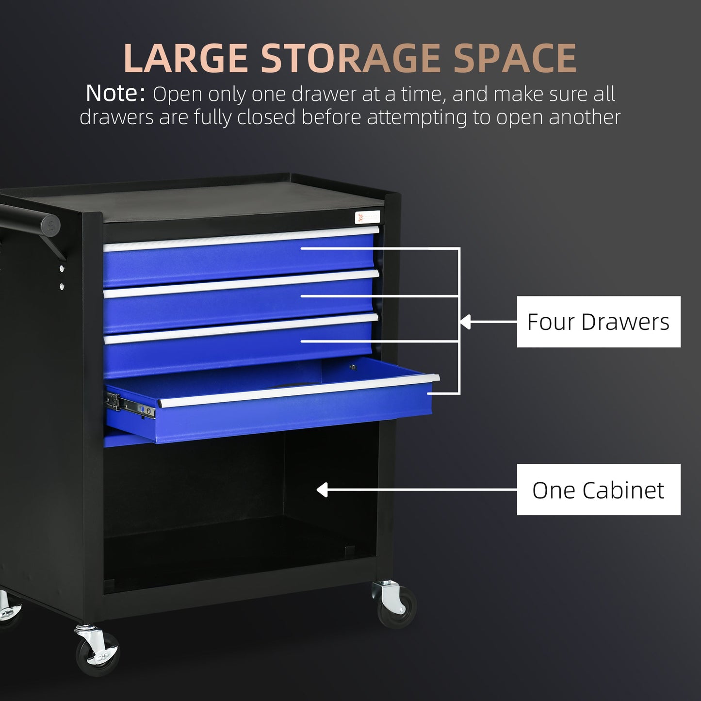 4-Drawer Tool Chest with 4 Wheels, Rolling Tool Box and Storage Cabinet, Portable Tool Organizer for Garage, Blue Tool Organizers   at Gallery Canada