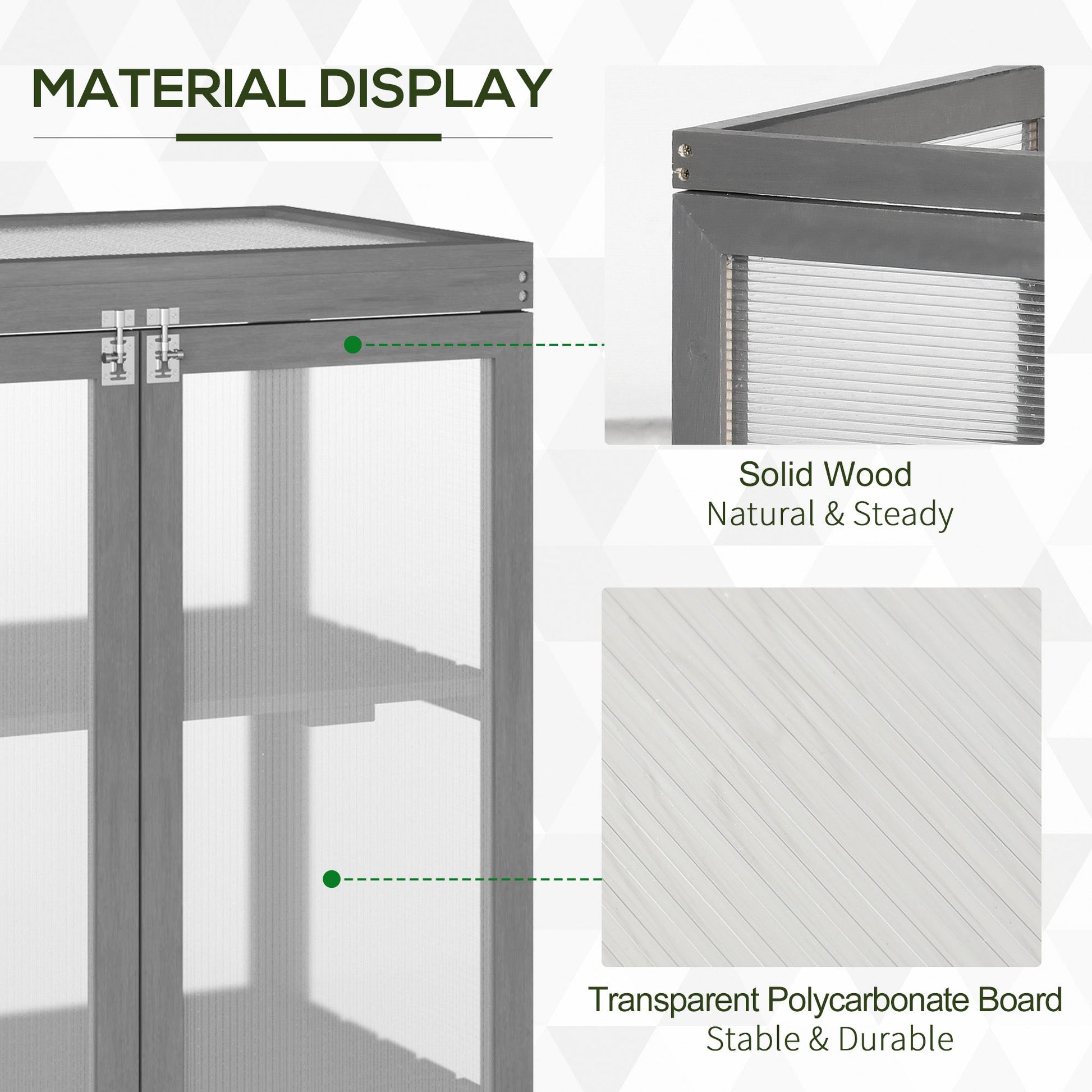 Wooden 2 Tier Cold Frame Greenhouse Polycarbonate Plant Grow House Portable Garden, Dark Gray Cold Frame Greenhouses   at Gallery Canada