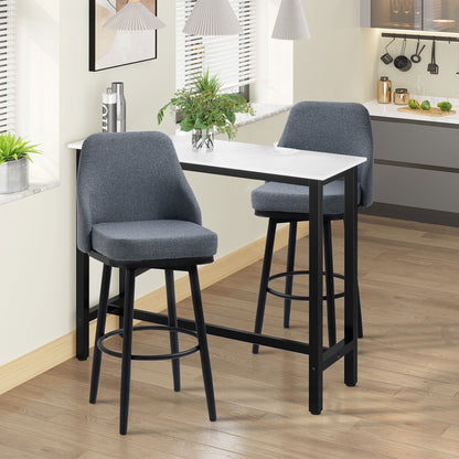 Extra Tall Bar Stools Set of 2, Modern 360° Swivel Barstools, Dining Room Chairs with Steel Legs Footrest, Charcoal Grey Bar Stools   at Gallery Canada