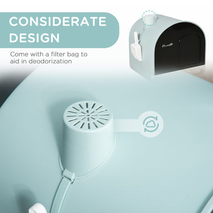 Cat Litter Box with Lid, Removable Tray, Scoop, Filter, Green Cat Litter Box Enclosures   at Gallery Canada