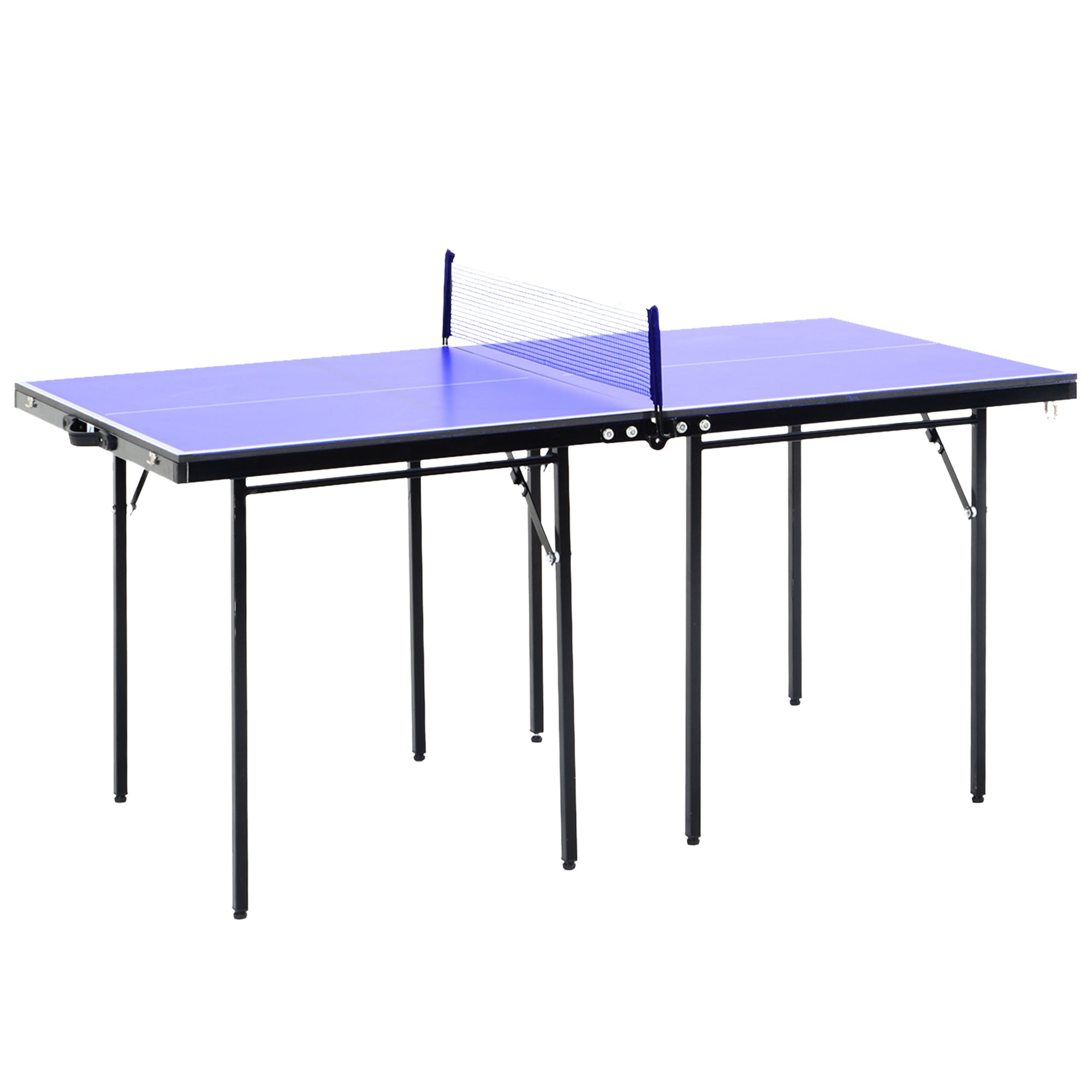 Folding Table Tennis Table, Portable Ping Pong Table with Side Handles, Net, Blue Game Tables at Gallery Canada