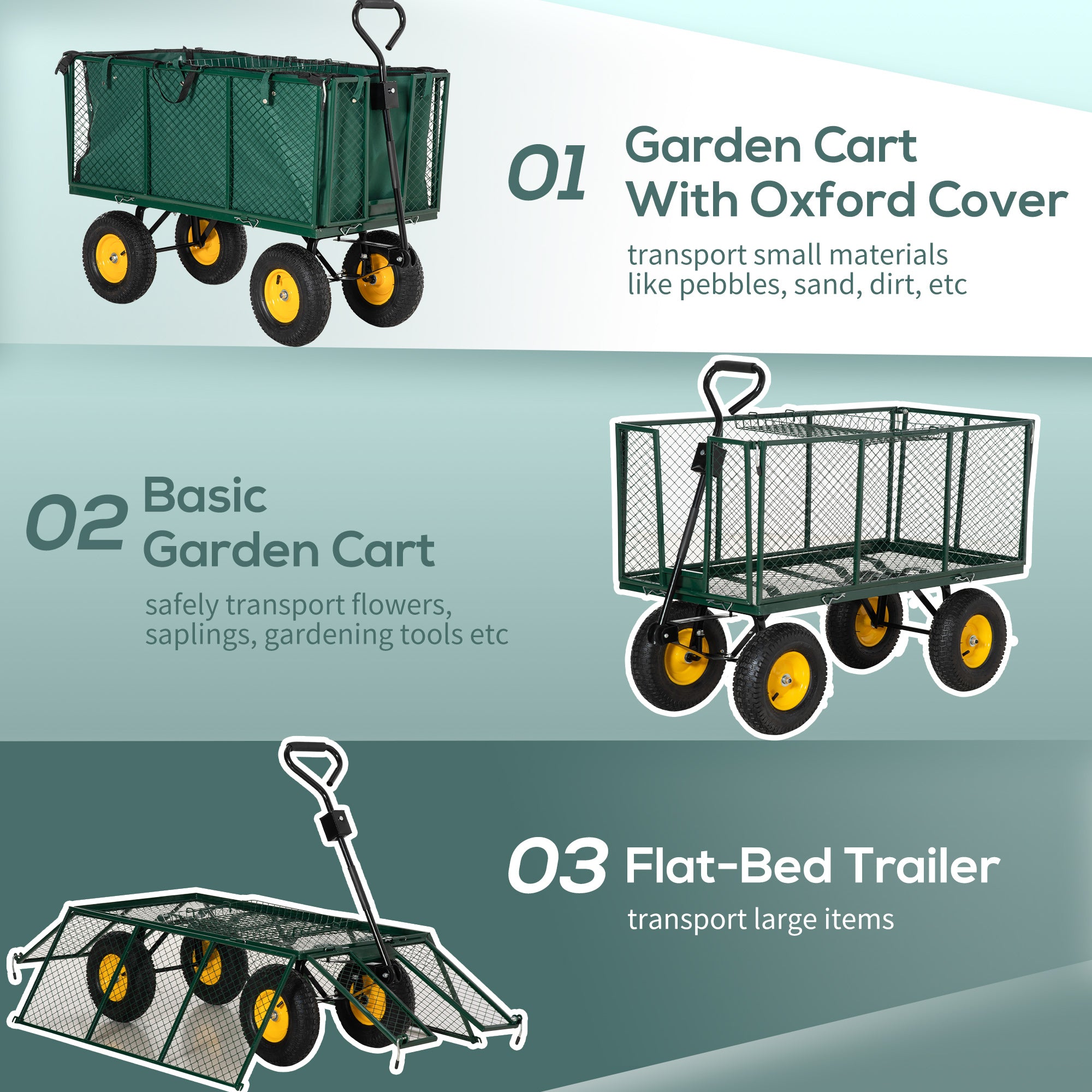 342L Utility Wagon Cart with Removable Mesh Sides to Convert into Flatbed for Beach Lawn Yard Folding Garden Carts at Gallery Canada