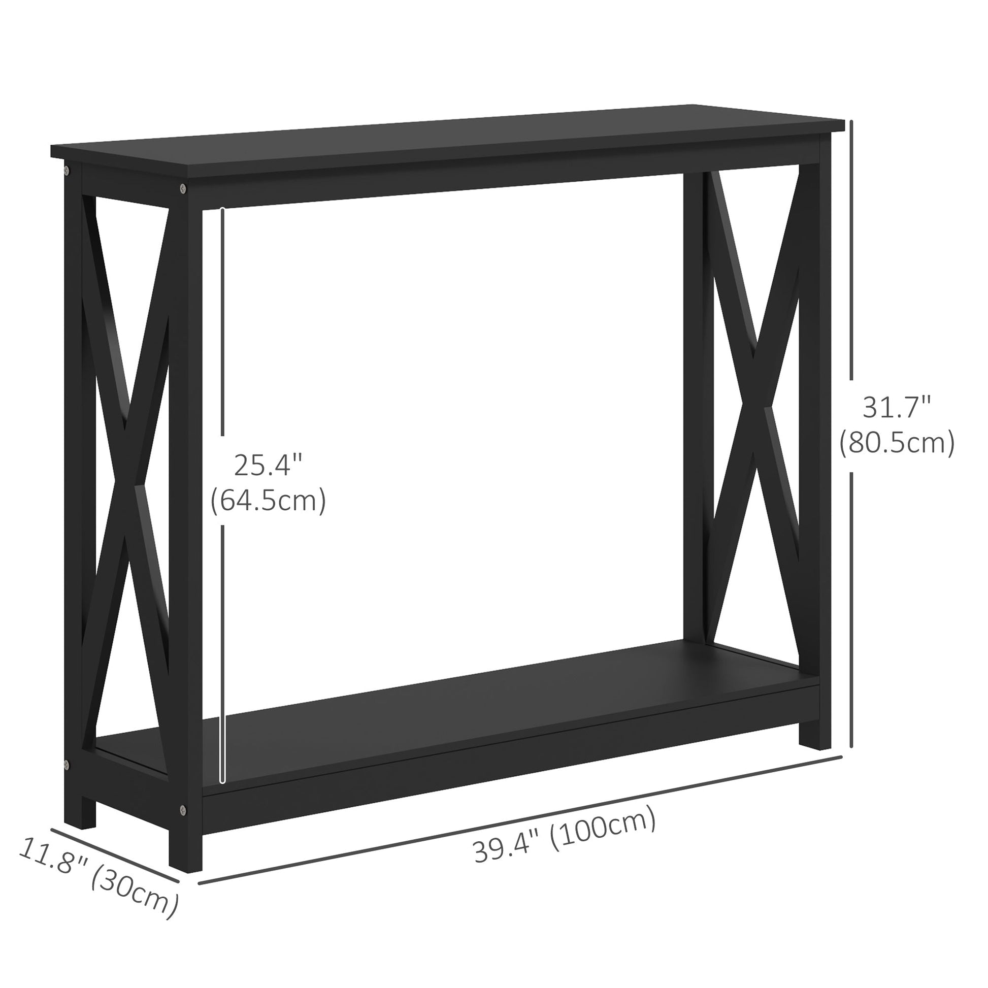 Console Table, 2 Tier Entryway Table with Bottom Shelf for Living Room, Hallway, Black Console Tables   at Gallery Canada