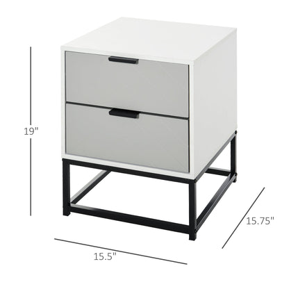 Bedside Table with 2 Drawer Storage Unit, Unique Shape Nightstand with Metal Base for Bedroom Bedside Tables Multi Colour  at Gallery Canada