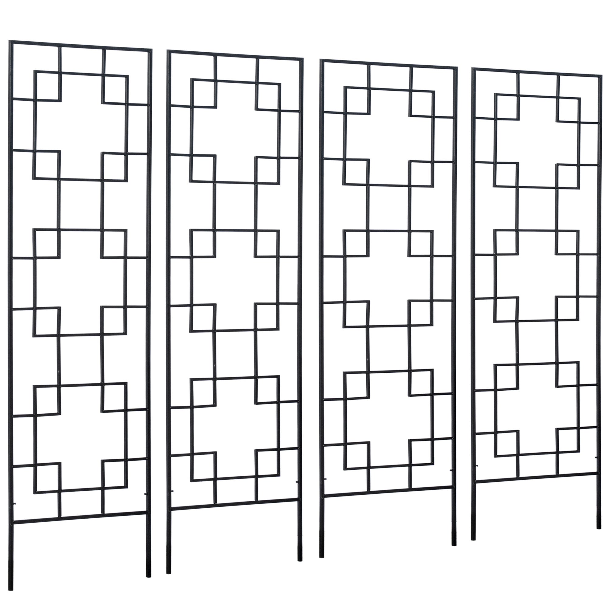 4 Pack Garden Trellis for Climbing Plants, Outdoor Metal Grid Panels for Roses, Vine Flower, Cucumber, Clematis, 72