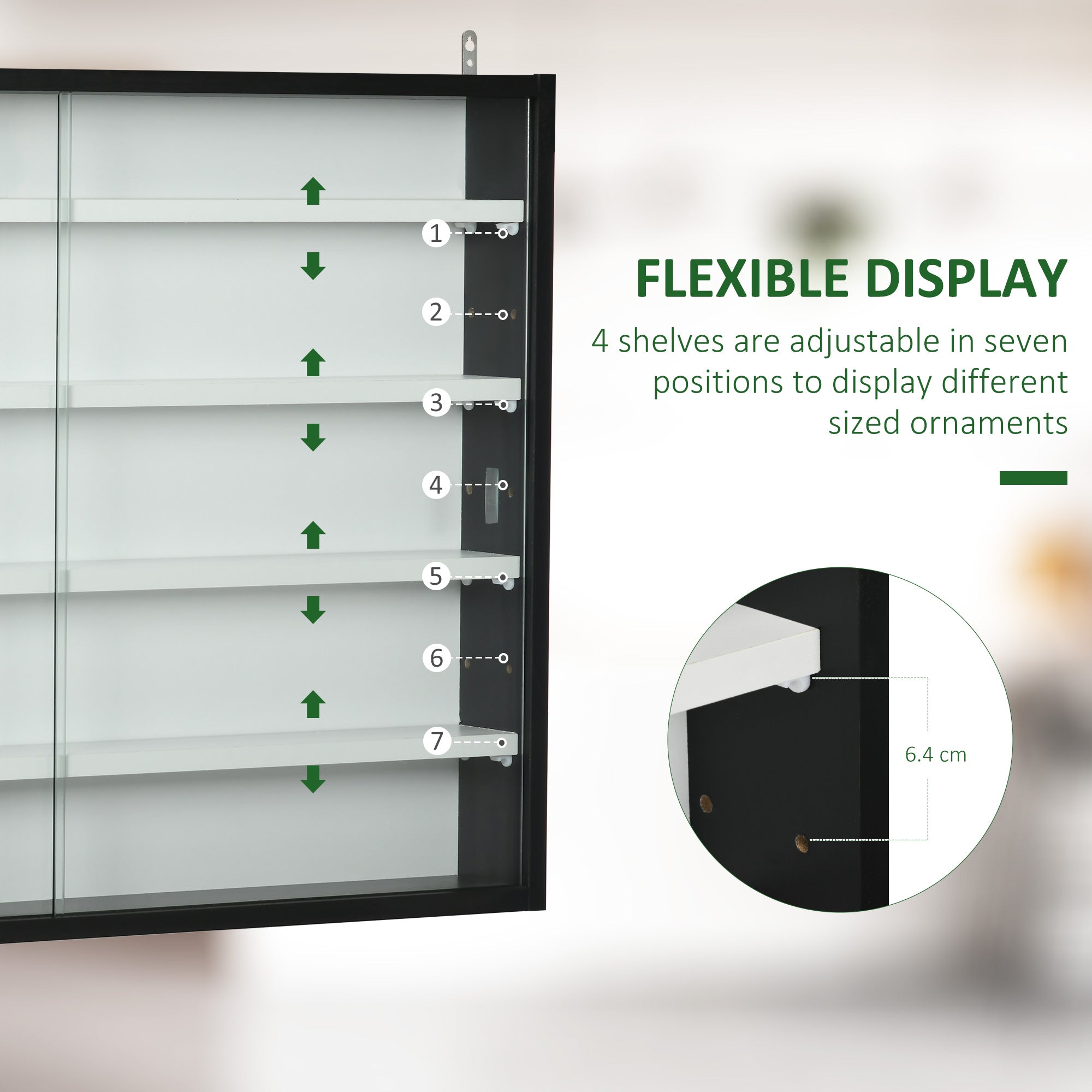 5-Tier Display Cabinet, Shot Glass Display Case, Glass Curio Cabinet with 2 Glass Doors and 4 Adjustable Shelves, Black Display Bookshelves at Gallery Canada