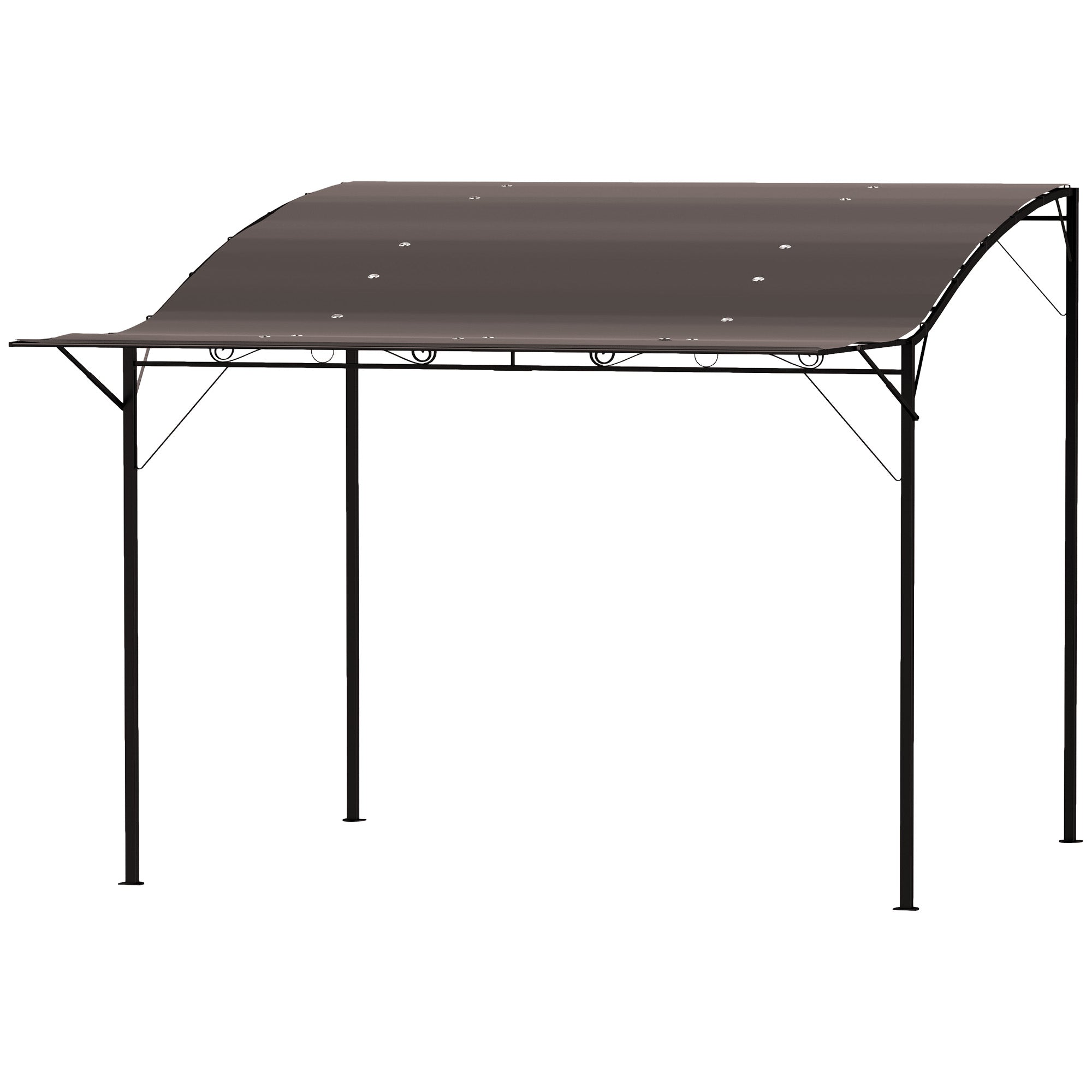 10x8ft Patio Metal Gazebo with Extendable Side Awning, Outdoor Shelter Shade Canopy Deck Awning, Brown Pergolas Brown, Black at Gallery Canada