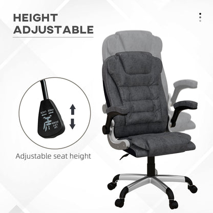 Heavy Duty Microfibre Office Chair, Big and Tall Computer Chair with Flip-up Arm, 400lbs, Charcoal Grey Executive & Manager Chairs   at Gallery Canada