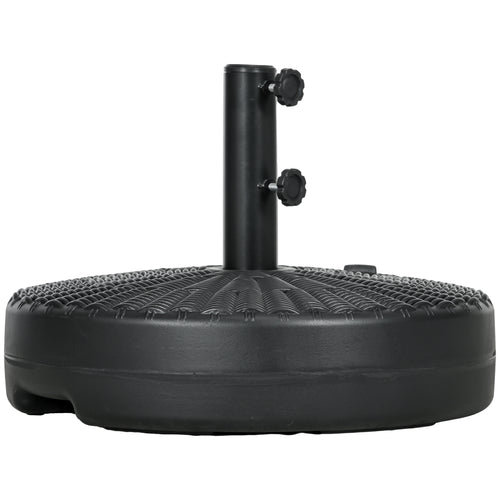 Umbrella Base, Heavy Duty Fillable Base Holder with Steel Pole, Round Parasol Stand for Patio, Outdoor, Backyard, Black