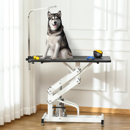Pet Grooming Table, Height Adjustable Dog Grooming Table with Arm, Noose and Non-Slip Grooming Table, Black
