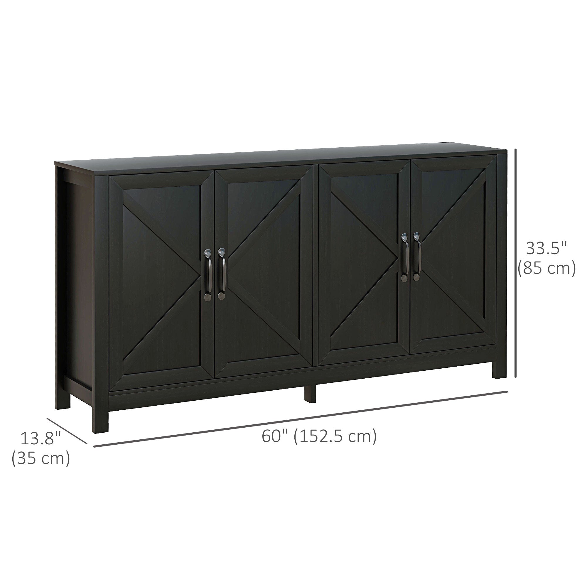 Sideboard Buffet, Storage Cabinet with Barn Door and Adjustable Shelf, TV Stand for TVs up to 65 Inches, Black Oak Bar Cabinets at Gallery Canada