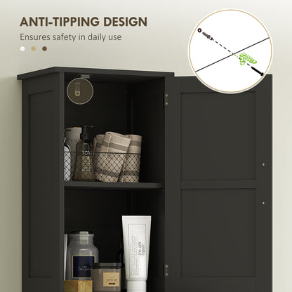 67" Tall Bathroom Cabinet, Narrow Bathroom Storage Cabinet with Drawer, Barn Doors and Adjustable Shelves, Black Bathroom Cabinets at Gallery Canada