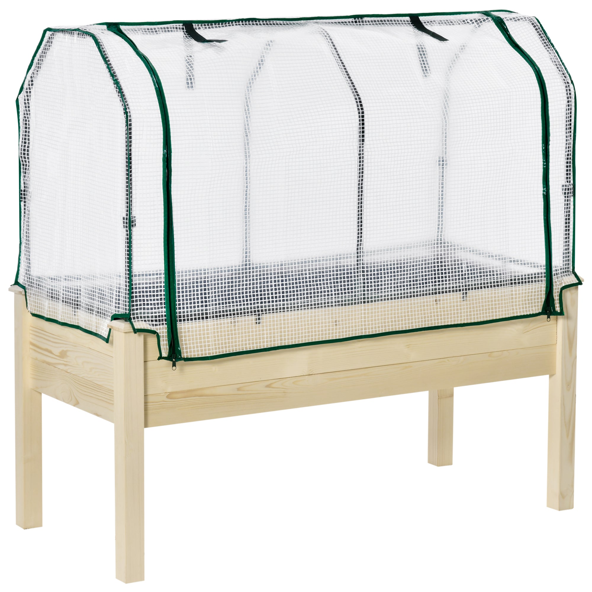 Raised Garden Bed with PE Greenhouse Cover Outdoor Elevated Wood Planter Box for Herbs and Vegetables, Use for Patio, Backyard, Balcony, 48 x 22 x 46 inch, Natural Elevated Garden Beds at Gallery Canada