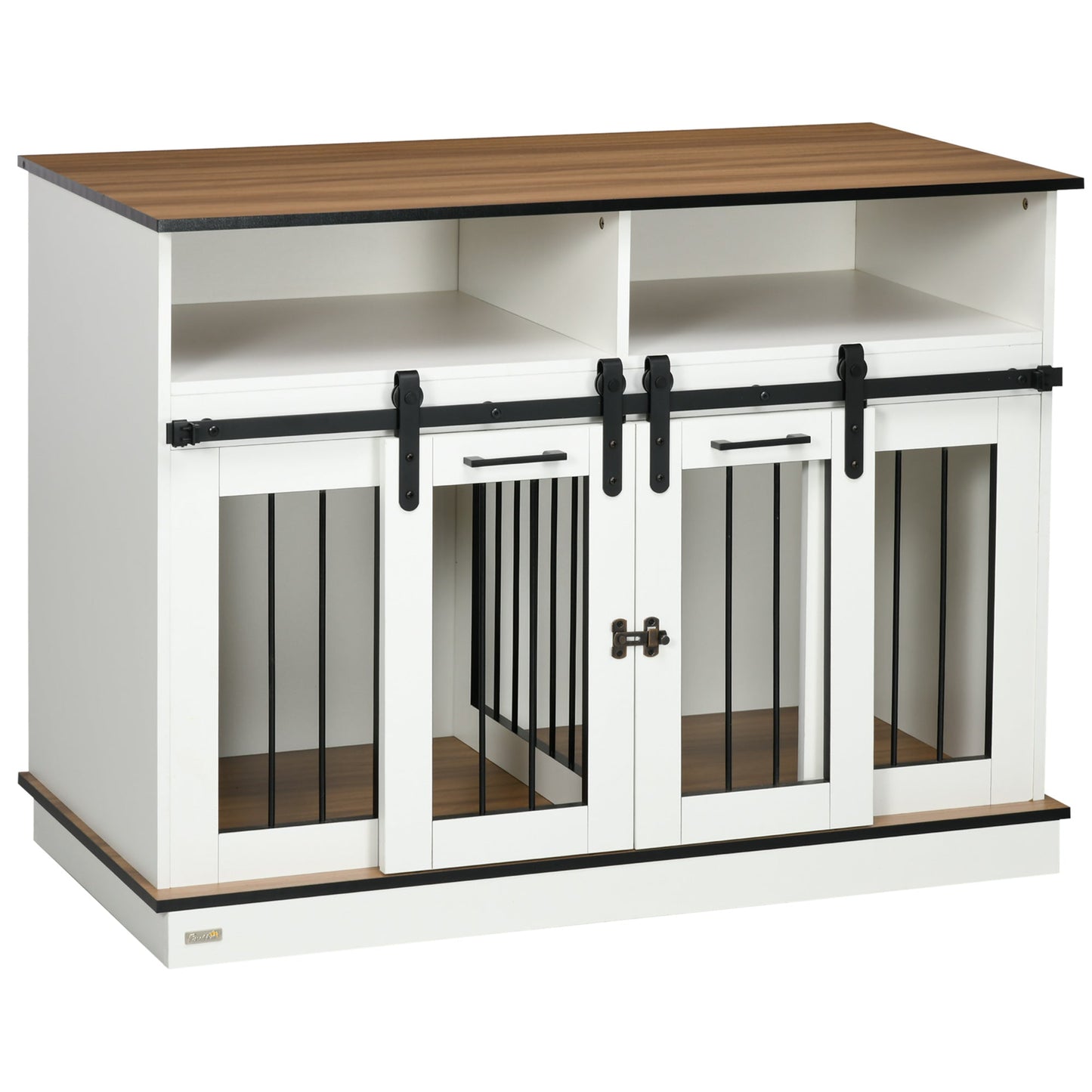 Dog Crate Furniture for Large Dogs with Removable Divider, Dog Kennel for 2 Small Dogs with Storage, White Houses, Kennels & Pens Grey  at Gallery Canada