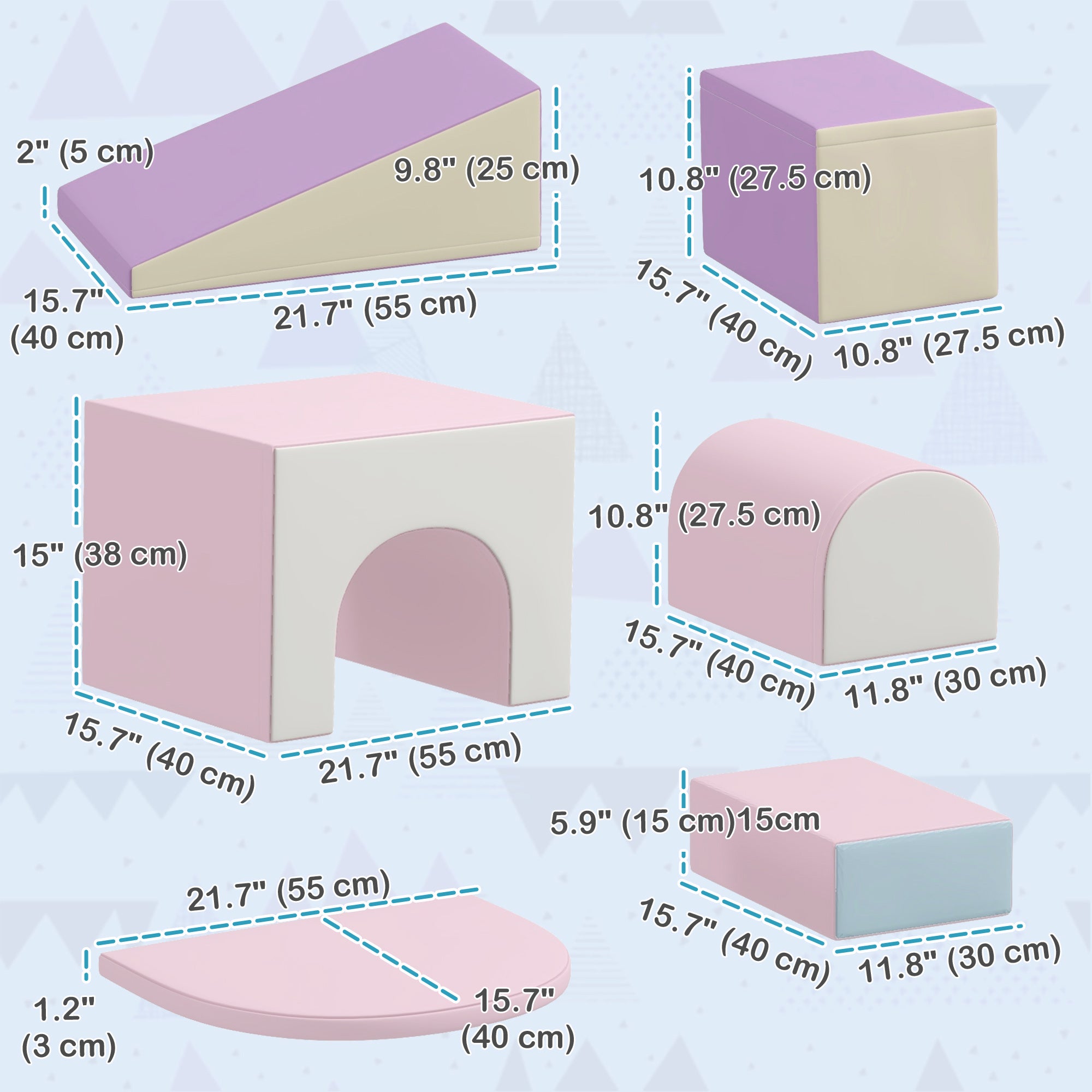 7 Piece Indoor Soft Play for Toddlers Climb and Crawl - Pink/ Purple Baby Gym & Playmats at Gallery Canada