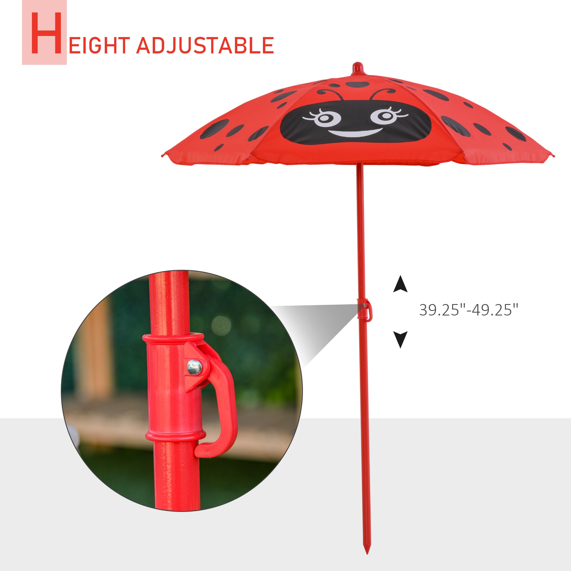 Kids Folding Picnic Table and Chair Set Pattern Outdoor Garden Patio Backyard with Removable &; Height Adjustable Sun Umbrella Red Kids Outdoor Furniture at Gallery Canada