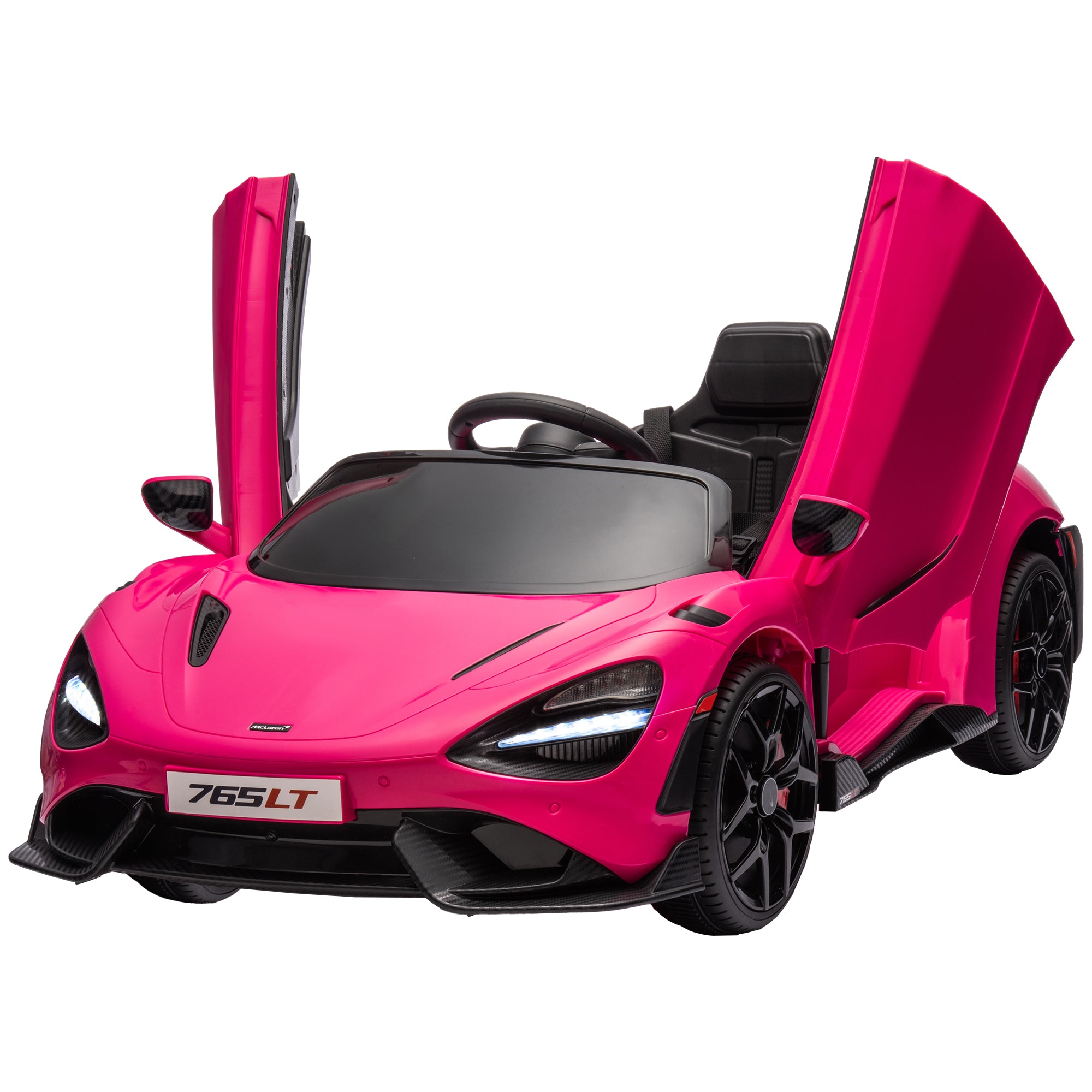 McLaren 765LT Licensed 12V Kids Electric Car w/ Scissor Doors, Training Wheels, Remote, Slow Start, Music Horn Pink Electric Toy Cars   at Gallery Canada