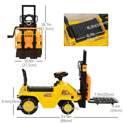 Ride On Forklift Toy No Power Construction Truck with Fork Tray Storage, for 3-4 Years Old, 33.9"x10.8"x 18.7", Yellow Toy Excavators   at Gallery Canada