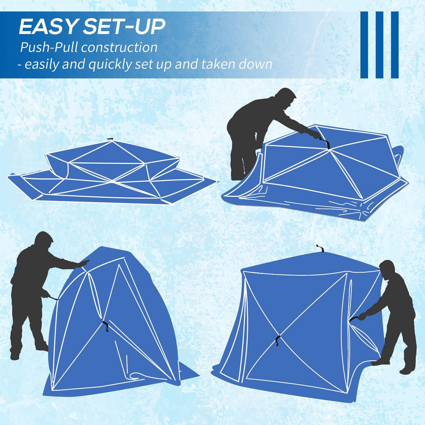 4 Person Insulated Ice Fishing Shelter, Pop-Up Portable Ice Fishing Tent with Carry Bag and Two Doors for -22℉, Blue Ice Fishing Tents   at Gallery Canada