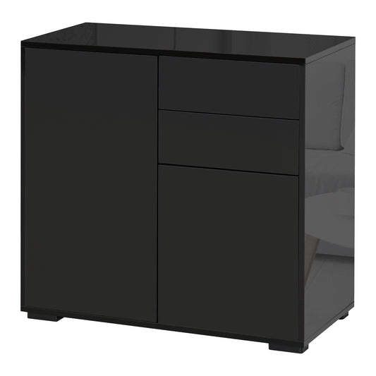 High Gloss Buffet Sideboard with 2 Drawers, 2 Doors and Adjustable Shelf, Kitchen Storage Cabinet with Push Open Design, Black Bar Cabinets Multi Colour  at Gallery Canada