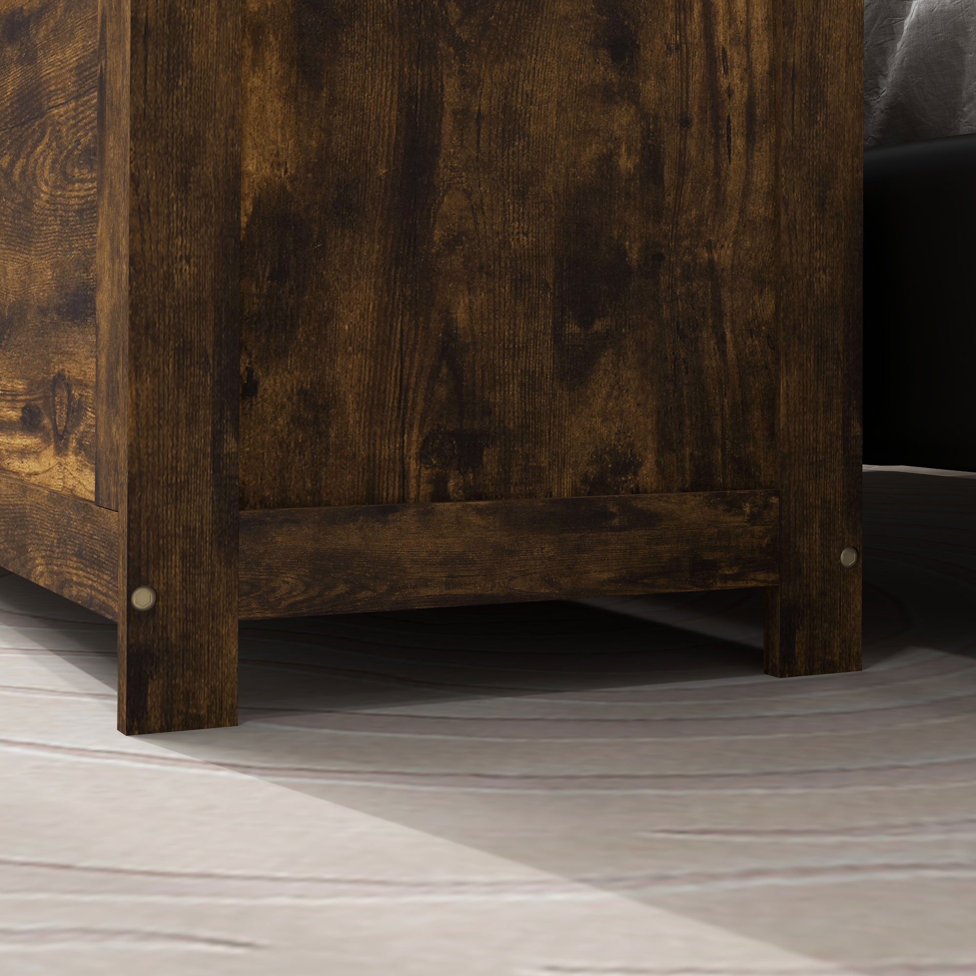 Storage Trunk with 2 Safety Hinges, Modern Entryway Bench with Side Handles, Storage Chest for Living Room, Rustic Brown Storage Ottomans & Benches at Gallery Canada