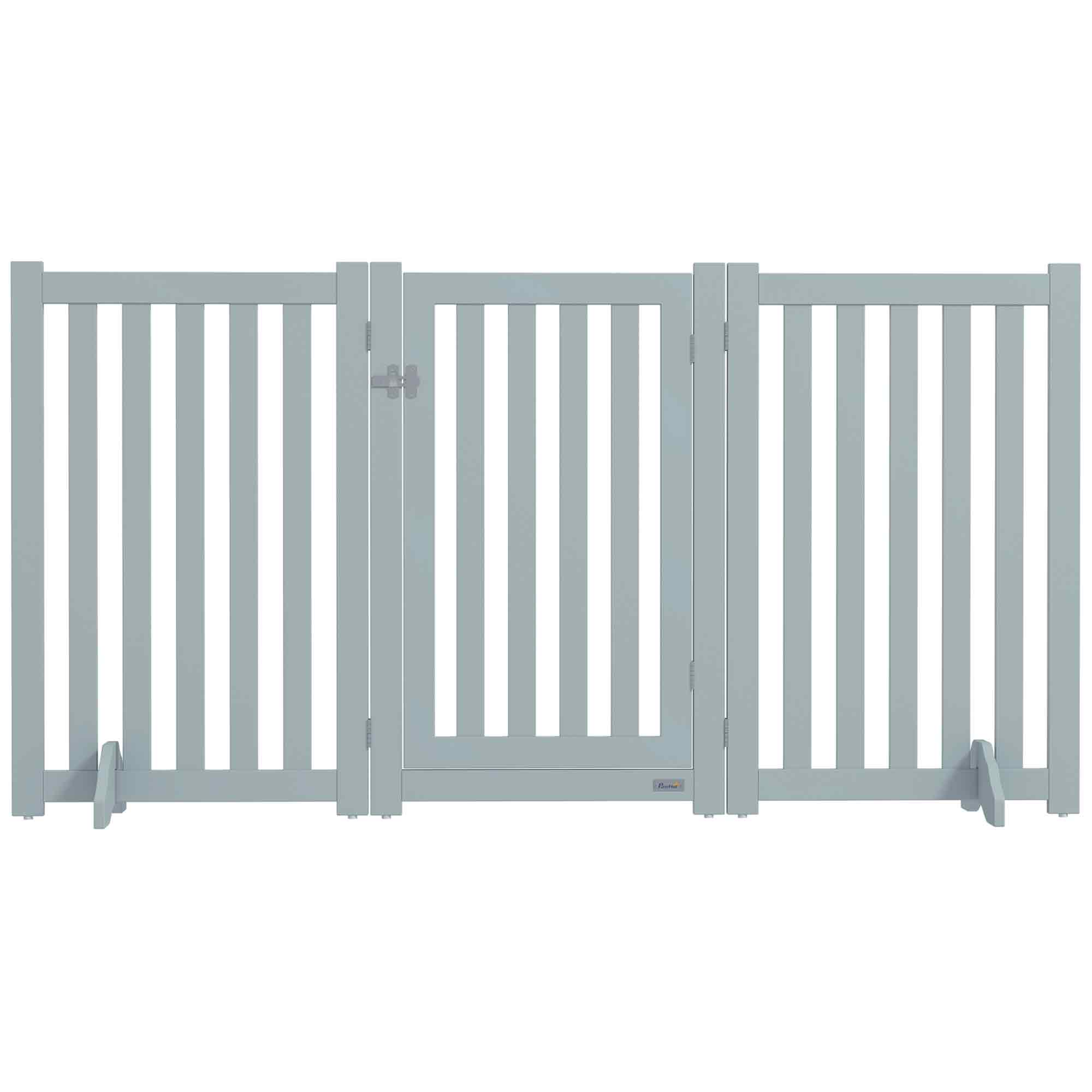 3-Panel Foldable Dog Gate with Feet for Medium Dogs and Below, Grey Houses, Kennels & Pens   at Gallery Canada