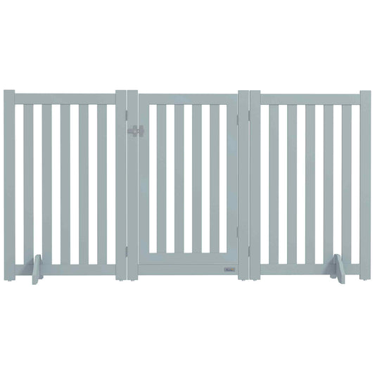 3-Panel Foldable Dog Gate with Feet for Medium Dogs and Below, Grey Houses, Kennels & Pens   at Gallery Canada