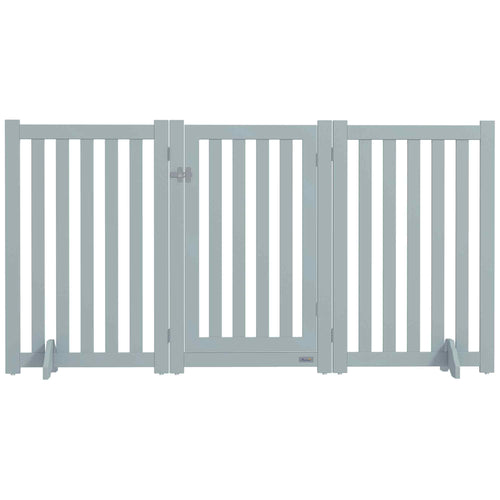 3-Panel Foldable Dog Gate with Feet for Medium Dogs and Below, Grey