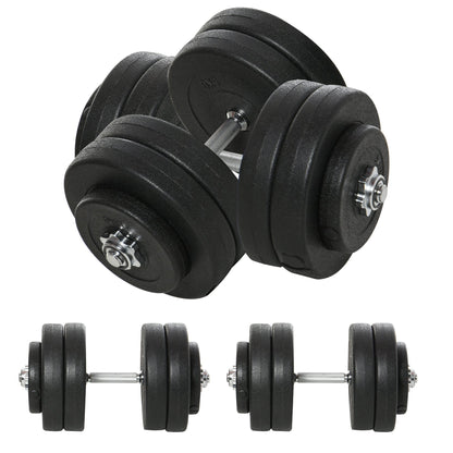 Adjustable 2 x 55lbs Weight Dumbbell Set for Weight Fitness Training Exercise Fitness Home Gym Equipment, Black (Pair) - Gallery Canada