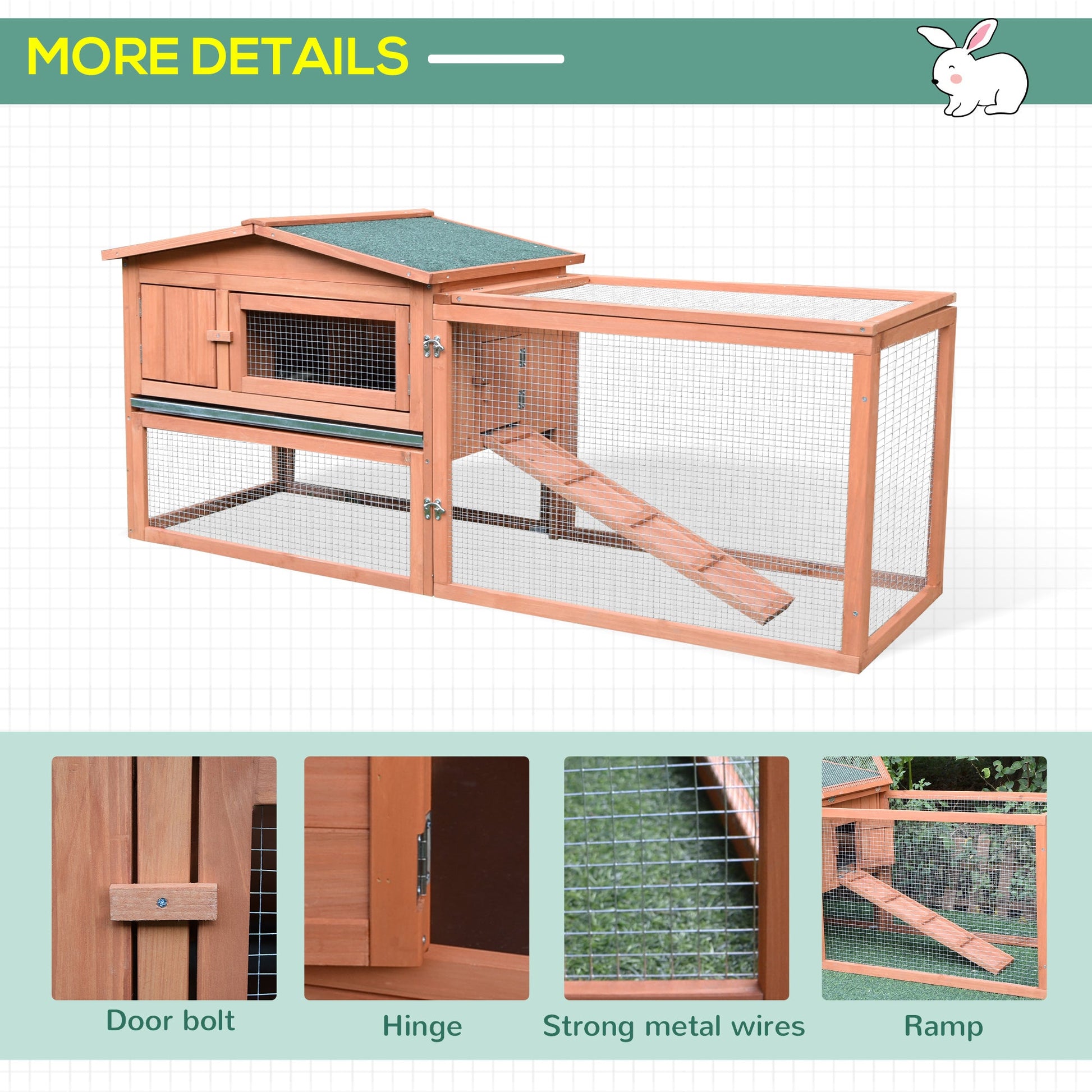 Wooden Rabbit Hutch Cage Bunny House Chicken Coop Habitats with Run Rabbit Hutch   at Gallery Canada