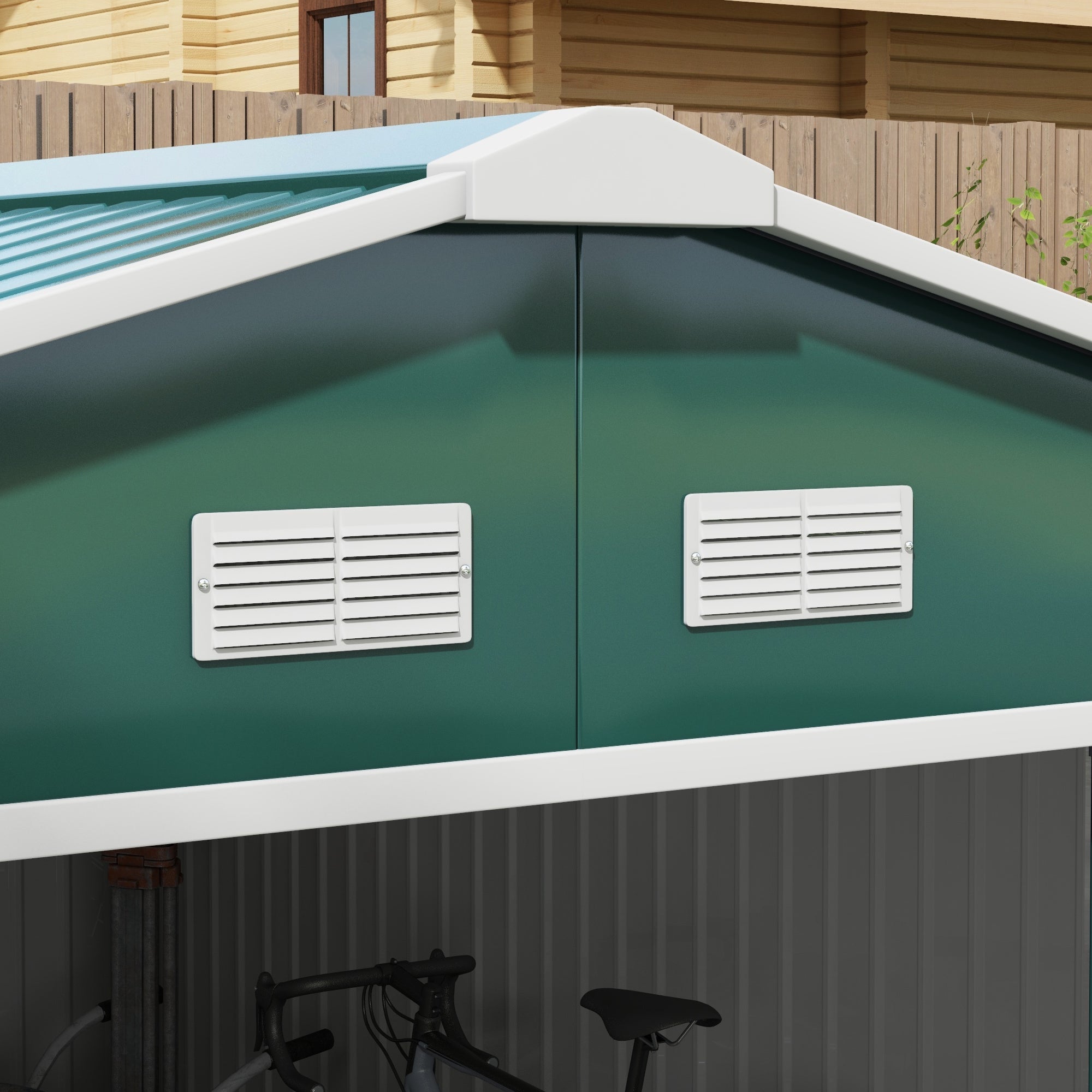11' x 13' Practical Backyard Garden Storage Tool Shed Double Sliding Door 4 Ventilation Slots, Green Sheds at Gallery Canada