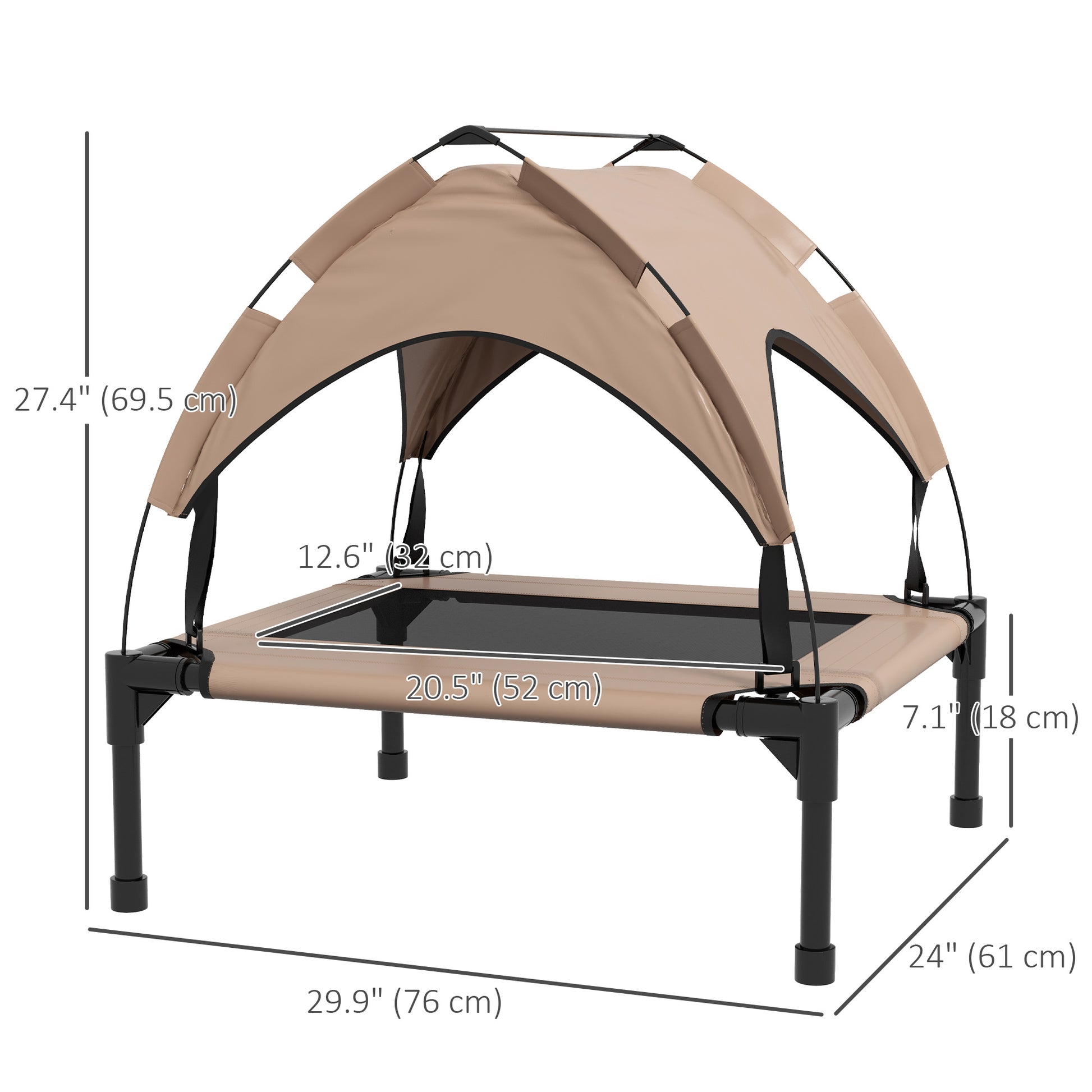 Raised Dog Bed Cooling Dog Cot w/ Canopy Washable Breathable Mesh, for Small and Medium Dogs, Coffee Elevated Dog Beds   at Gallery Canada