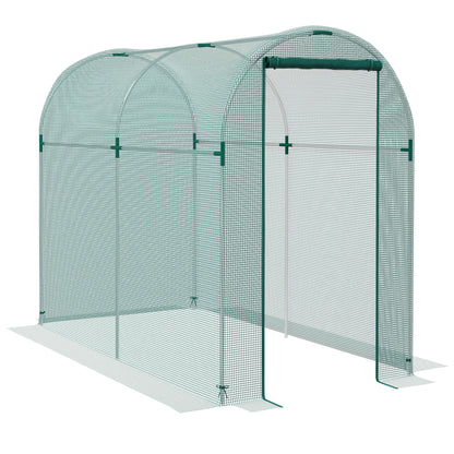 Galvanized Steel Crop Cage, Plant Protection Tent with Zippered Door, 4' x 8', Green Walk In Greenhouses at Gallery Canada