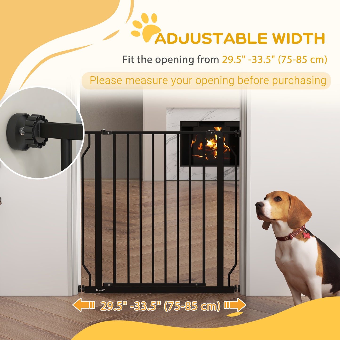 30"- 34" Easy Install Pet Gate w/ Door &; Double Locking System, Extra Wide Dog Gate for Stairs, Hallways, Black Houses, Kennels & Pens   at Gallery Canada