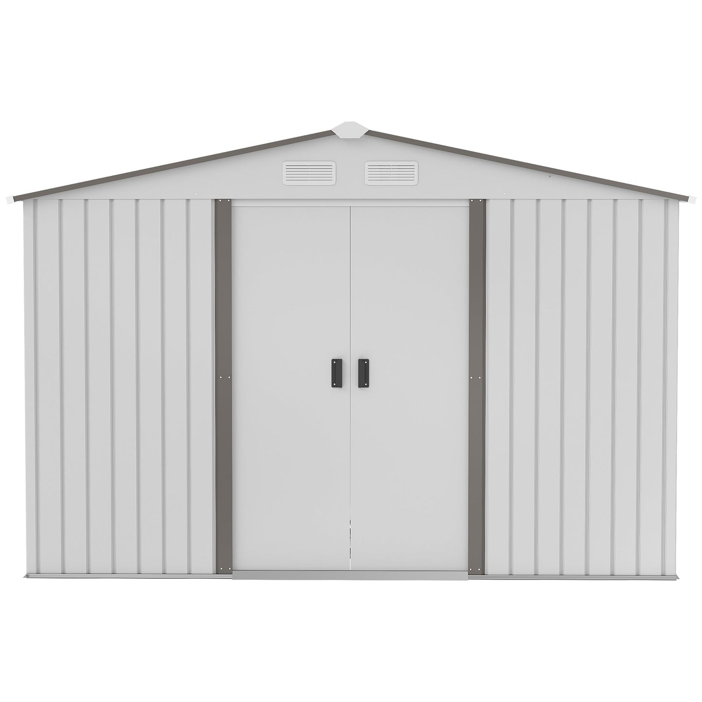 9.1' x 6.4' x 6.3' Garden Storage Shed w/Floor Foundation Outdoor Patio Yard Metal Tool Storage House w/ Double Doors Silver Sheds   at Gallery Canada