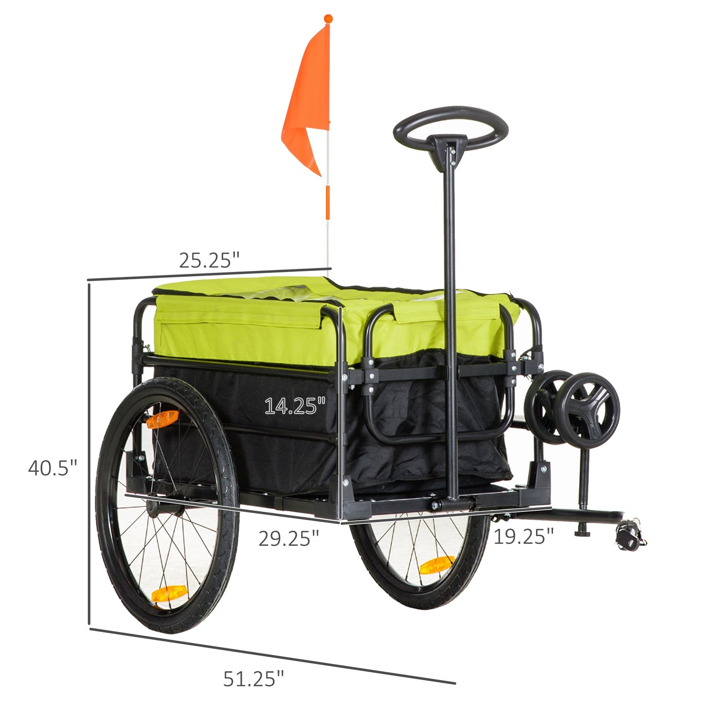 Bike Cargo Trailer &; Wagon Cart, Multi-Use Garden Cart with Removable Box, 20'' Big Wheels, Reflectors, Hitch and Handle, Yellow Bike Cargo Trailers   at Gallery Canada